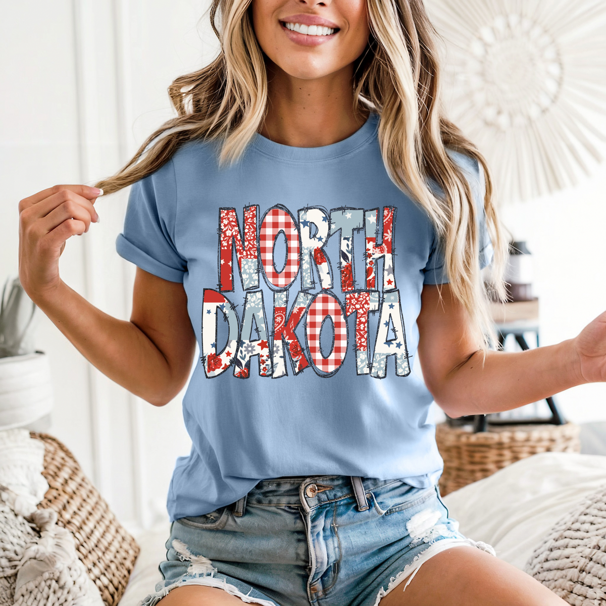 North Dakota Doodle Patch & Glitter Digital Design, PNG
