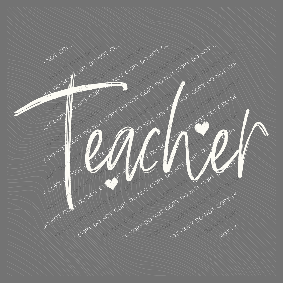 Teacher Sketched Script Hearts in Off-white Digital Design, PNG