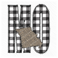 Missouri MO Stitched Buffalo Plaid & Leopard State Patch Digital Design, PNG