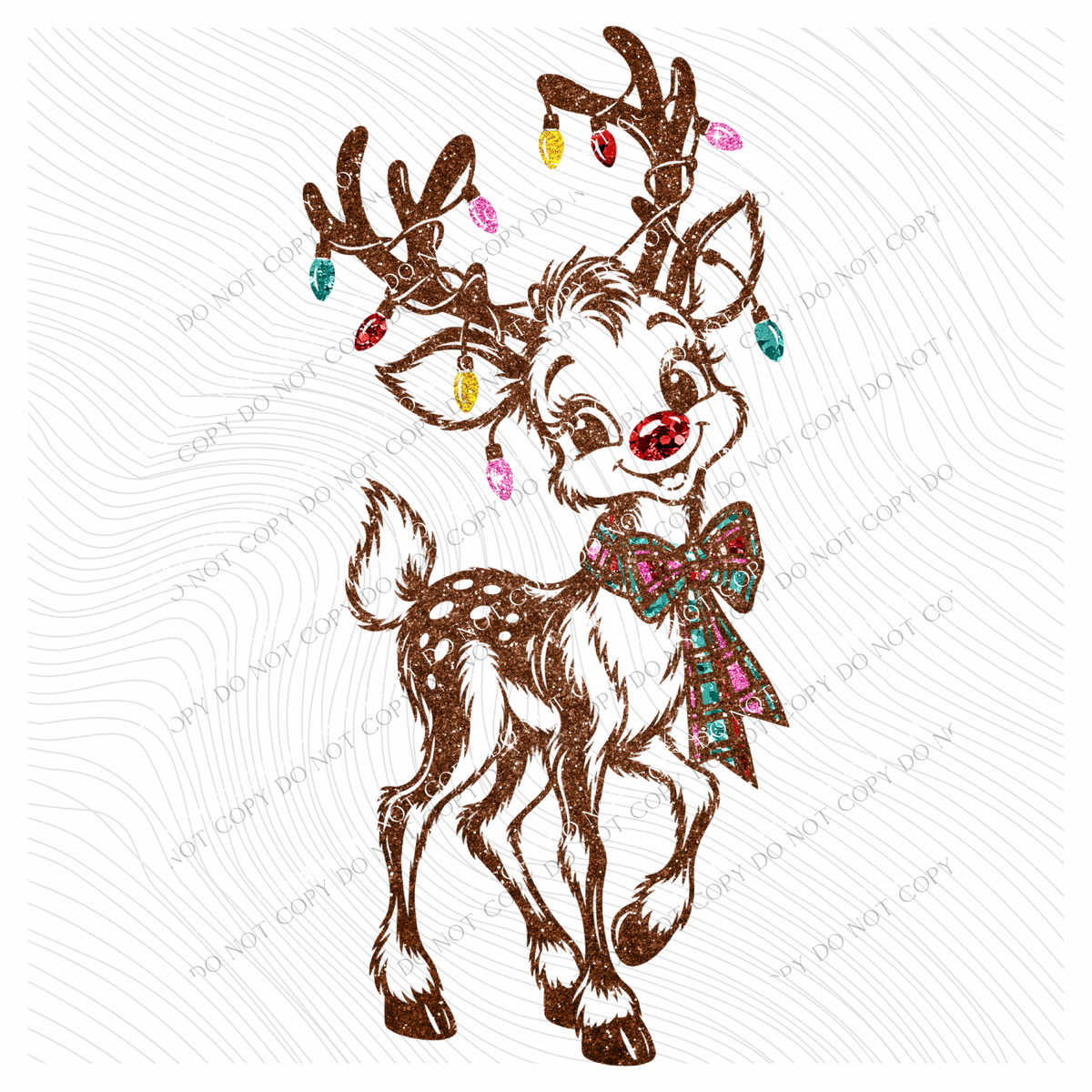 Funky Rudolph Glitter Digital Design, PNG
