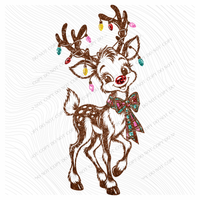 Funky Rudolph Glitter Digital Design, PNG