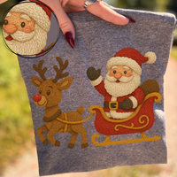 Santa Sleigh & Reindeer in Cute 3D Crochet Style Digital Download, PNG