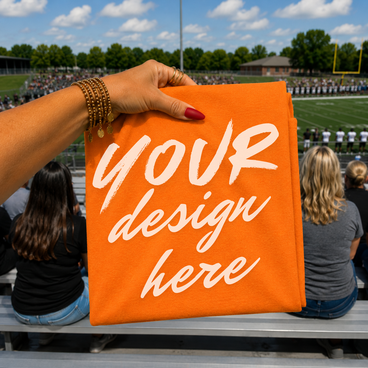 Game Day Sports Flatlay Mockup, Gildan G500 Tennessee Orange