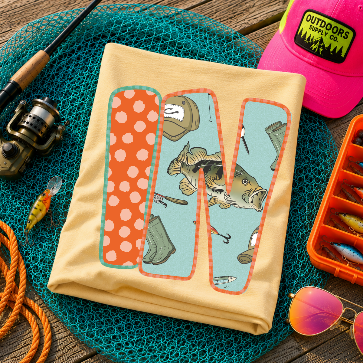 IN Indiana Bass Fishing Polka Dot Gingham Outline Digital Design, PNG