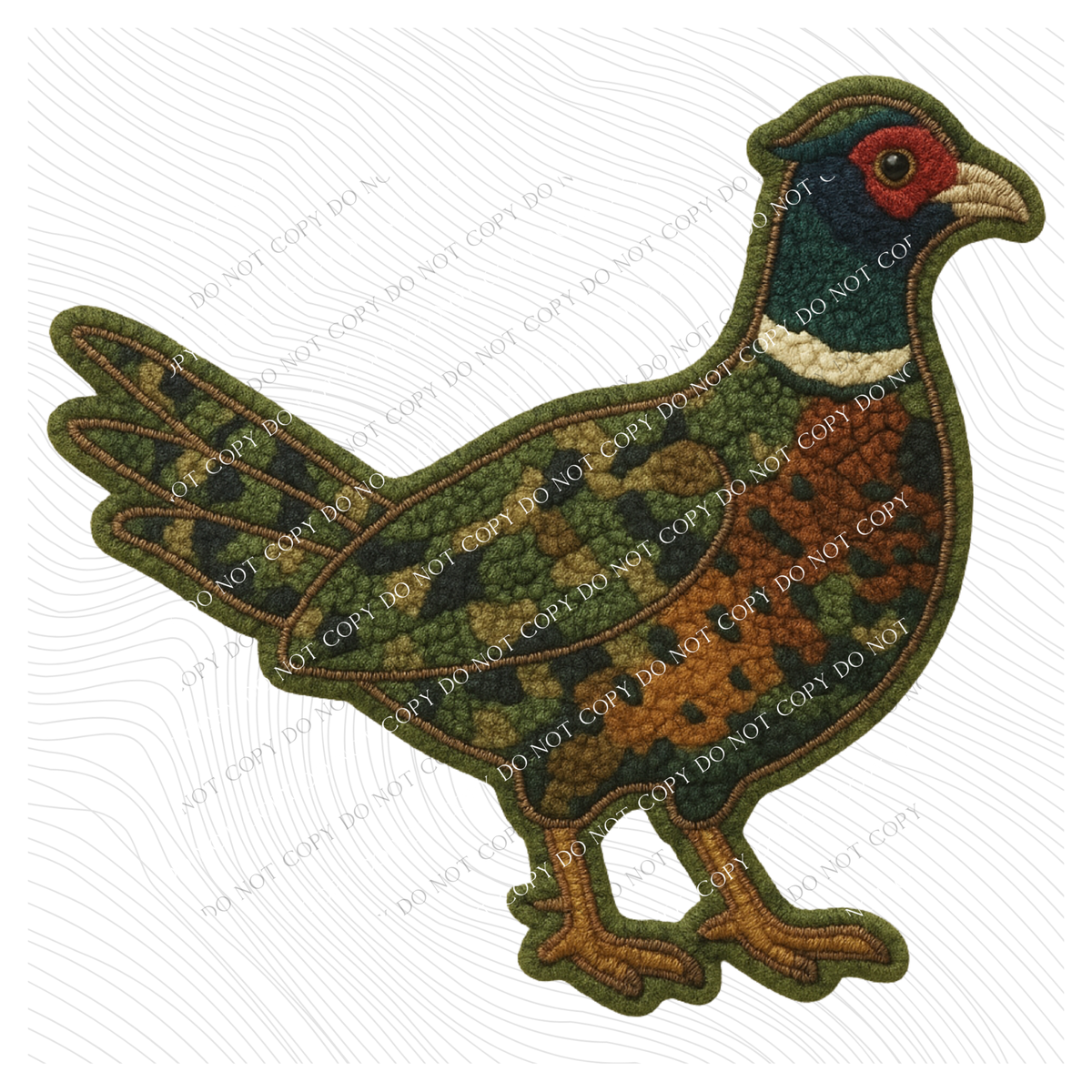 Pheasant Camo 3D Chenille Patch Style Digital Download, PNG