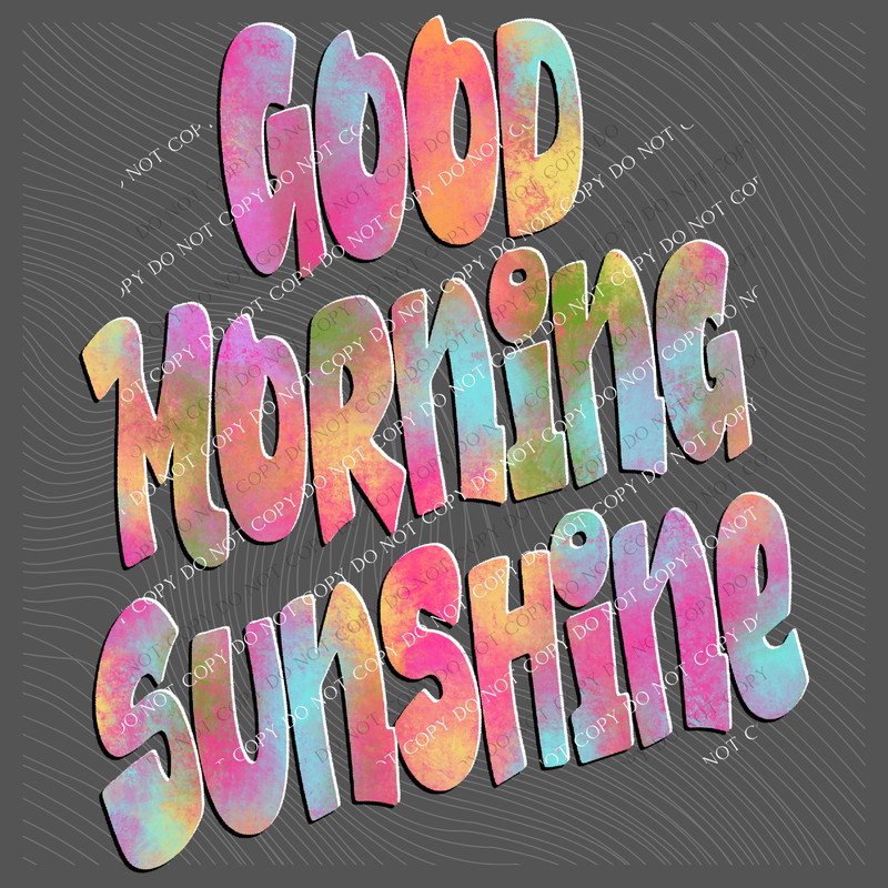 Good Morning Sunshine Retro Shadow Water Colors Digital Design, PNG
