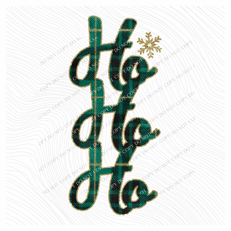 Ho Ho Ho Green Plaid & Glitter Digital Download, PNG