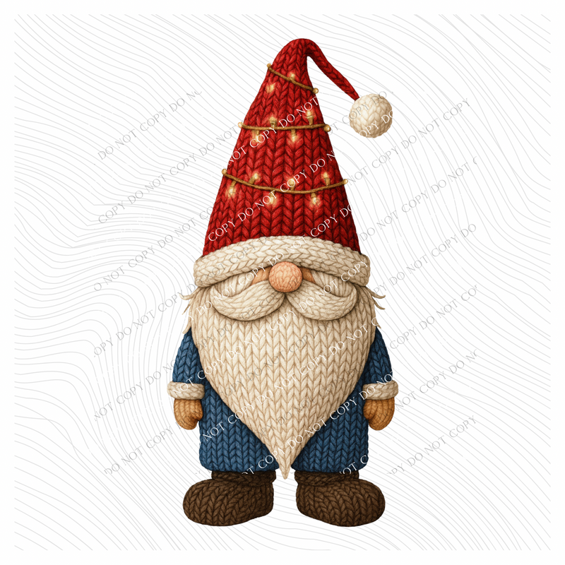 Gnome PJ Santa Knitted Digital Download, PNG