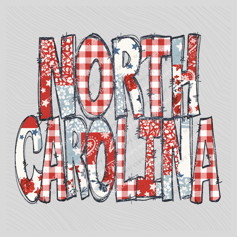North Carolina Doodle Patch & Glitter Digital Design, PNG