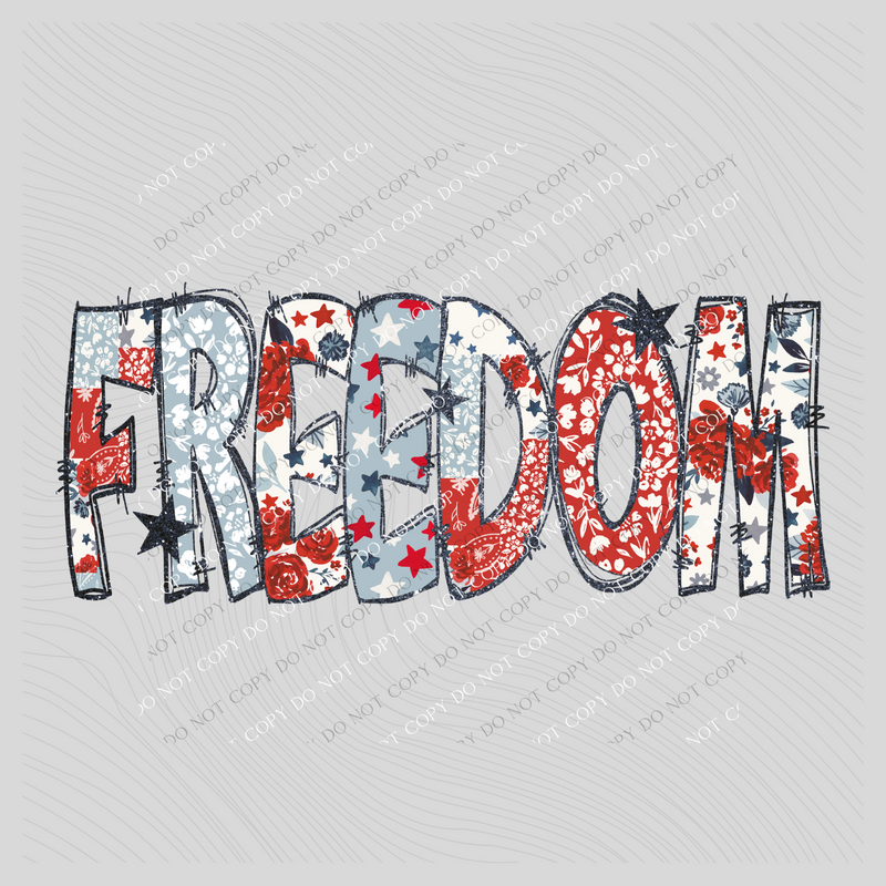 Freedom Doodle Patch & Glitter Digital Design, PNG