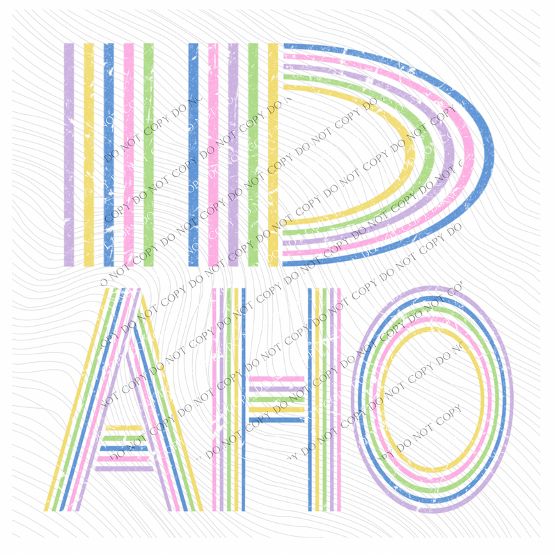 Idaho Retro Lines Distressed in Fun Pastel Colors Digital Design, PNG
