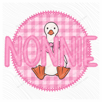 Nonnie Goose Faux Embroidery Stitch Gingham Texture Circle Pink Digital Design, PNG