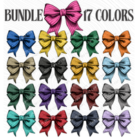 Bundle Bow Dots & Stripes in 17 Colors Digital Design, PNG