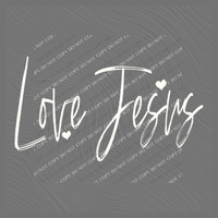 Love Jesus Script Hearts in Off-white Digital Design, PNG
