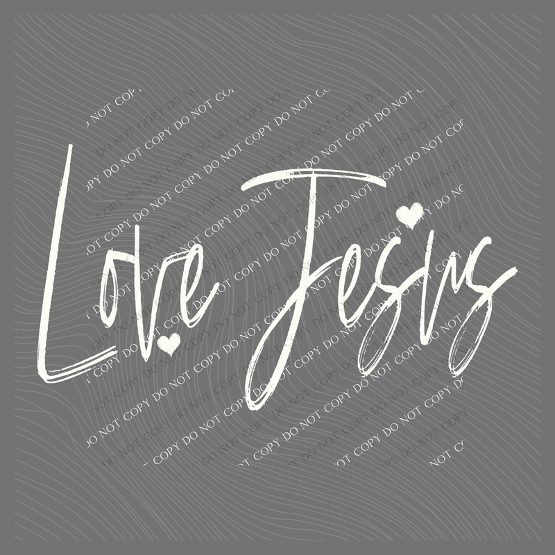 Love Jesus Script Hearts in Off-white Digital Design, PNG