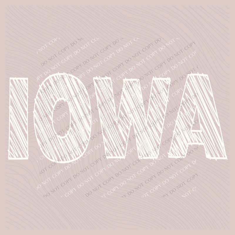 Iowa Scribble in Cream White Digital Design, PNG