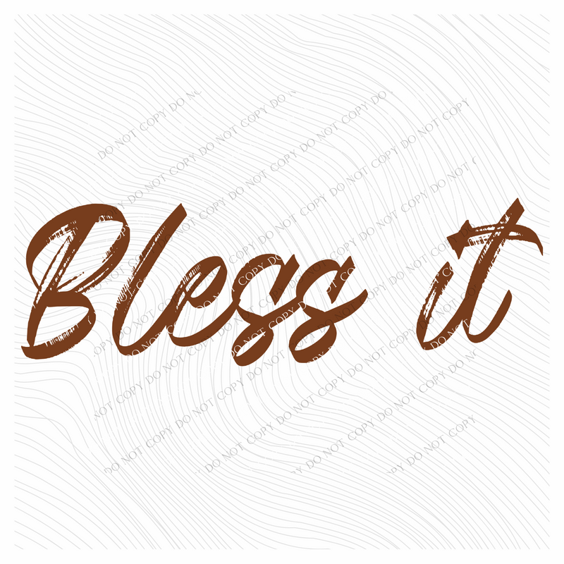 Bless it Western Script in Brown Digital Design, PNG