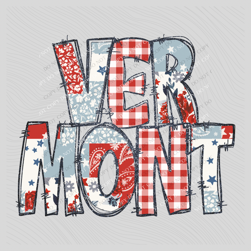 Vermont Doodle Patch & Glitter Digital Design, PNG