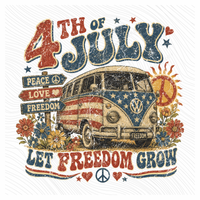 Let Freedom Grow Retro Vintage Distressed Patriotic Digital Design, PNG