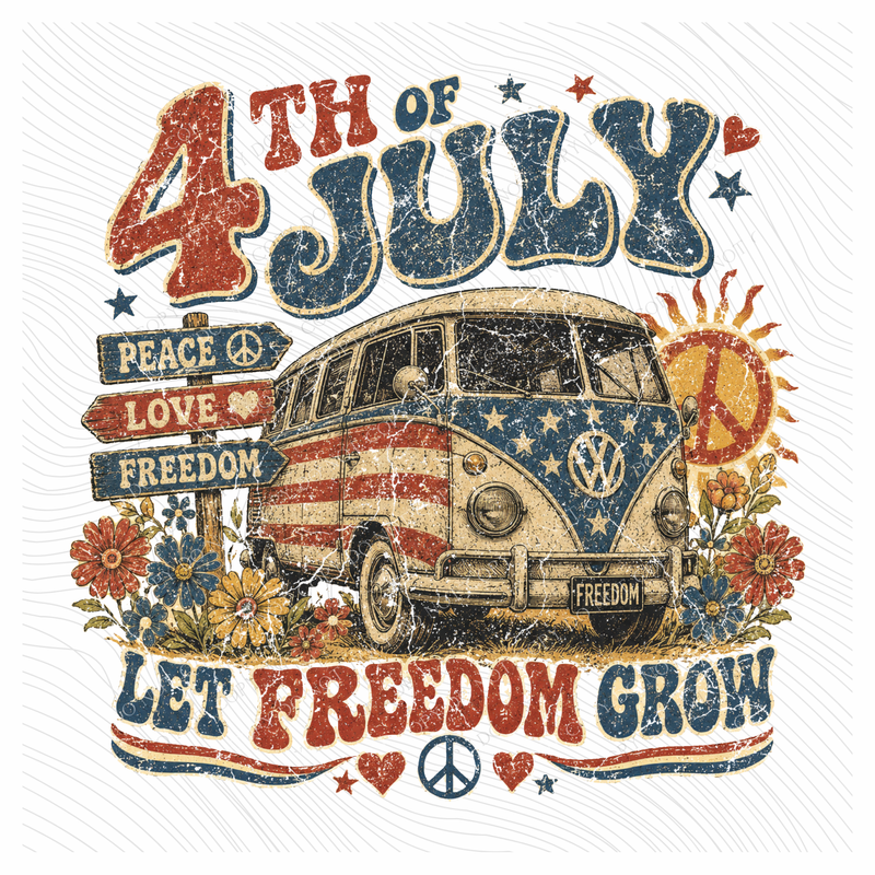 Let Freedom Grow Retro Vintage Distressed Patriotic Digital Design, PNG