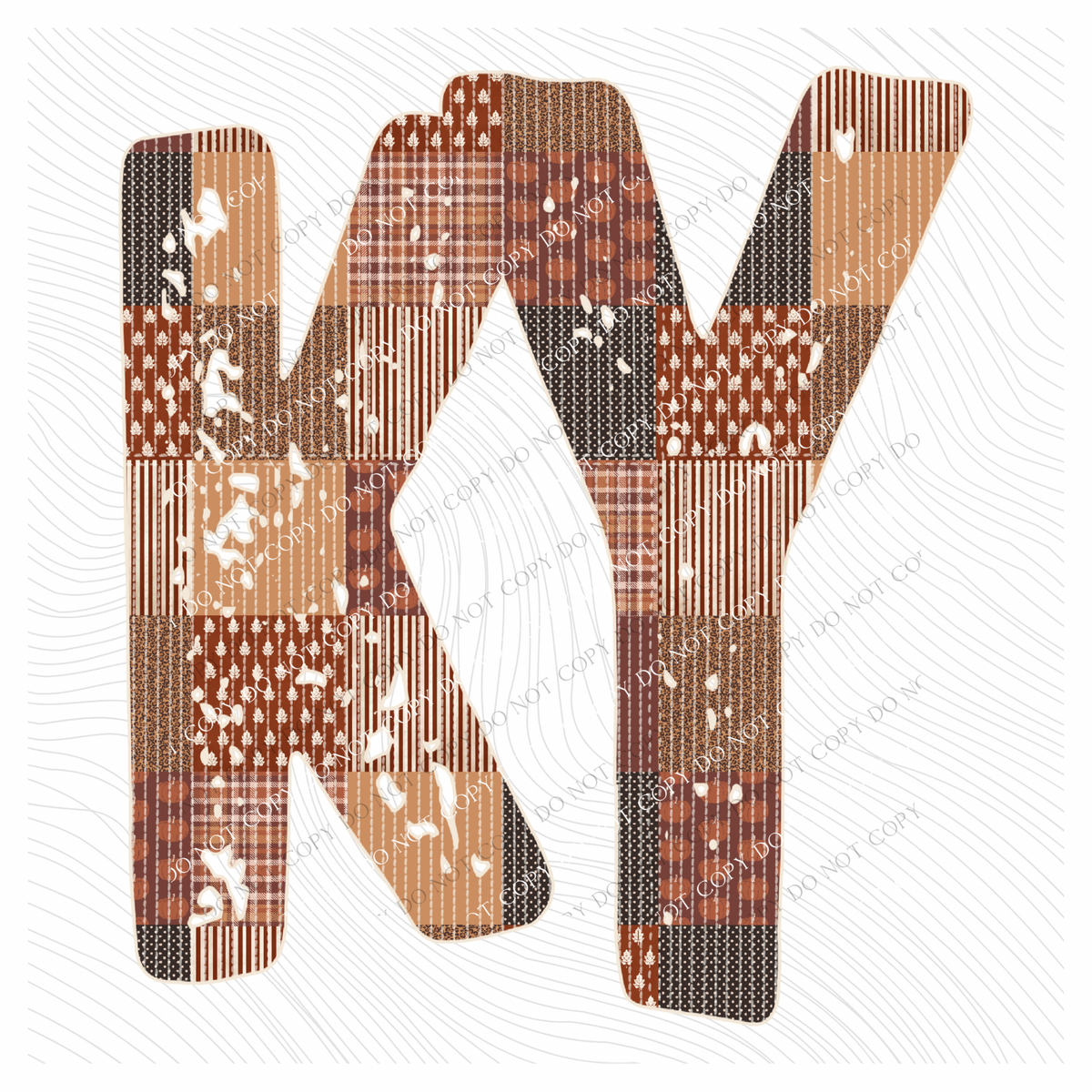 Kentucky KY Autumn Pumpkins Quilted Distressed Digital Design in Browns, PNG