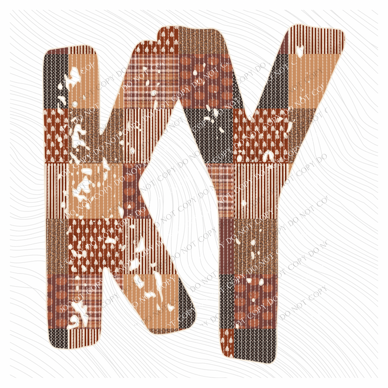 Kentucky KY Autumn Pumpkins Quilted Distressed Digital Design in Browns, PNG