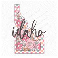 Idaho Checkered Floral in Summery Colors Digital Design, PNG