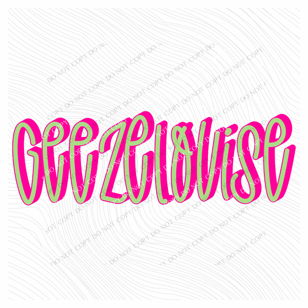 Geezelouise 3D Sassy Script Bright Pink & Green Digital Design, PNG