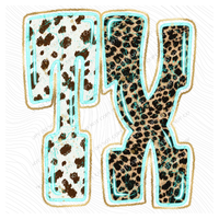 TX Texas Turquoise Glow Gold Foil Western Leopard & Cow Print Digital Design, PNG Only
