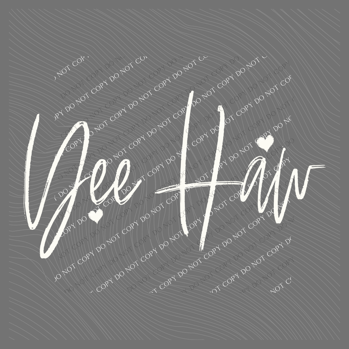 Yee Haw Script Hearts in Off-white Digital Design, PNG