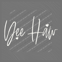 Yee Haw Script Hearts in Off-white Digital Design, PNG