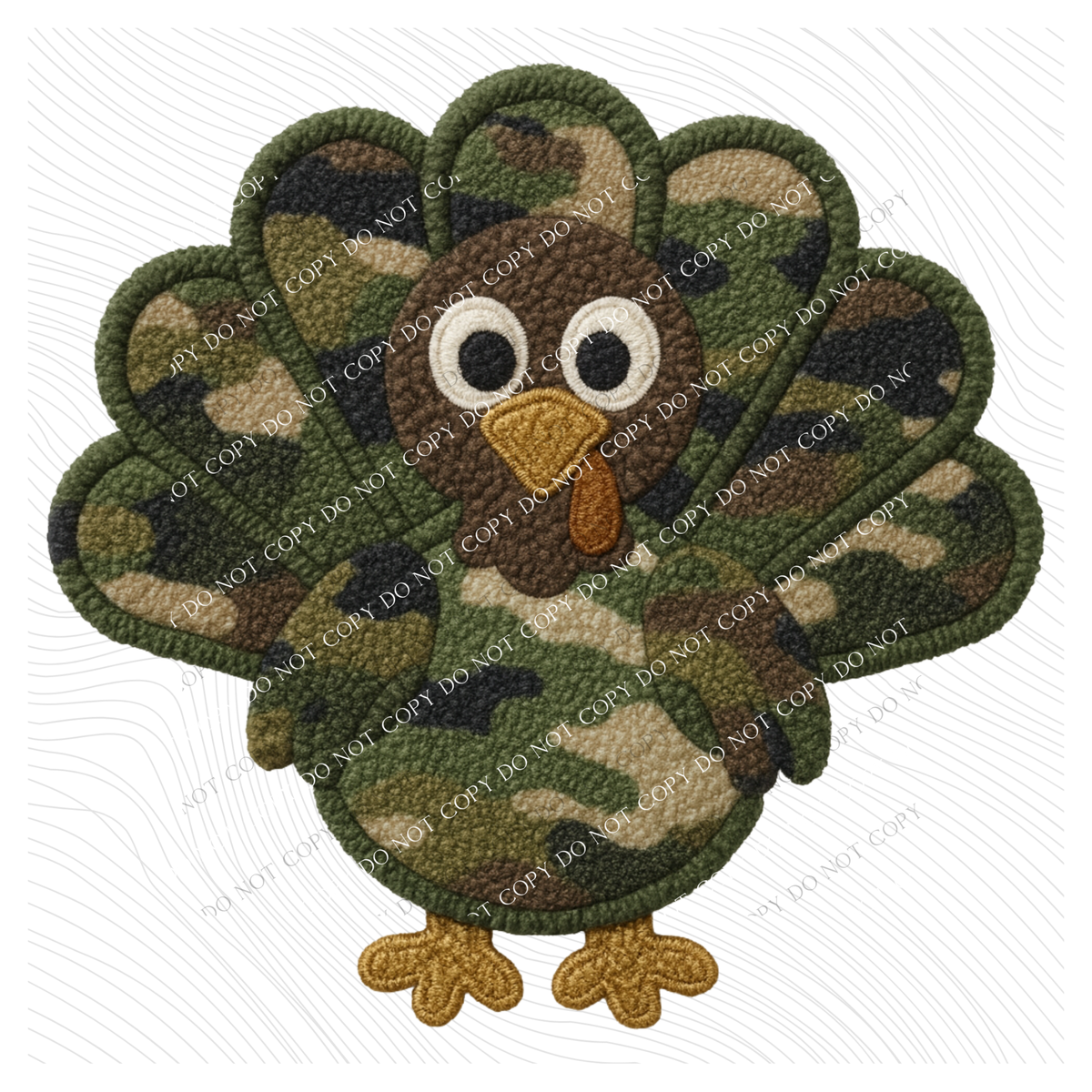 Turkey Camo 3D Chenille Patch Style Digital Download, PNG