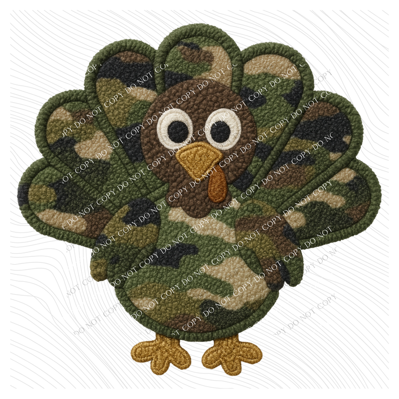 Turkey Camo 3D Chenille Patch Style Digital Download, PNG