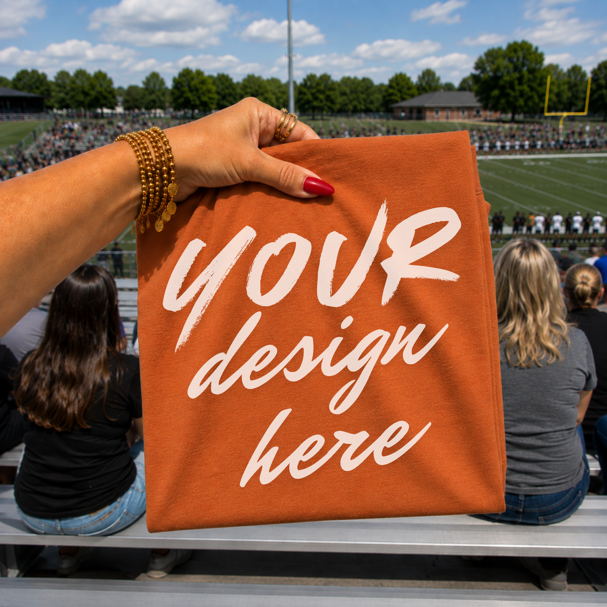 Game Day Sports Flatlay Mockup, Gildan G500 Texas Orange