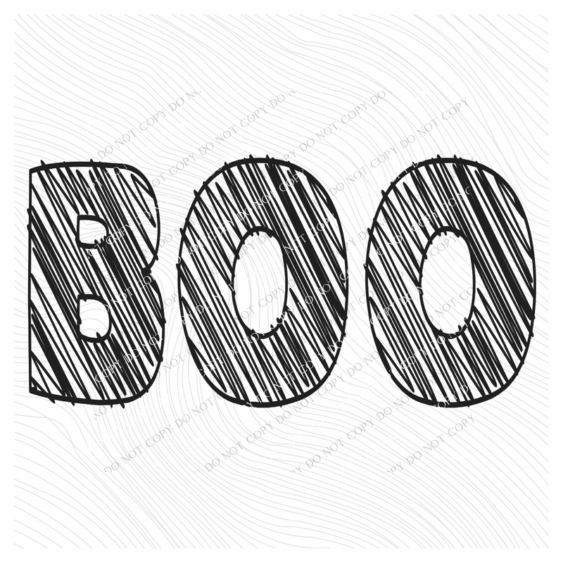 Boo Scribble in Black Fall Halloween Digital Design, PNG