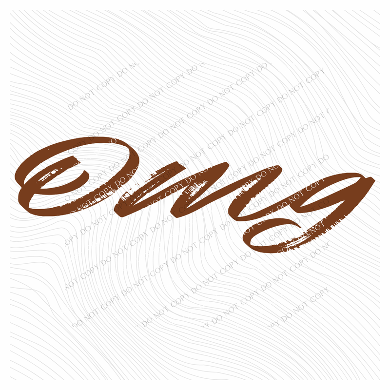 OMG Western Script in Brown Digital Design, PNG