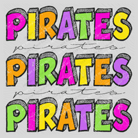 Pirates Bubble Dot Stacked Script Distressed in Neons Digital Design, PNG