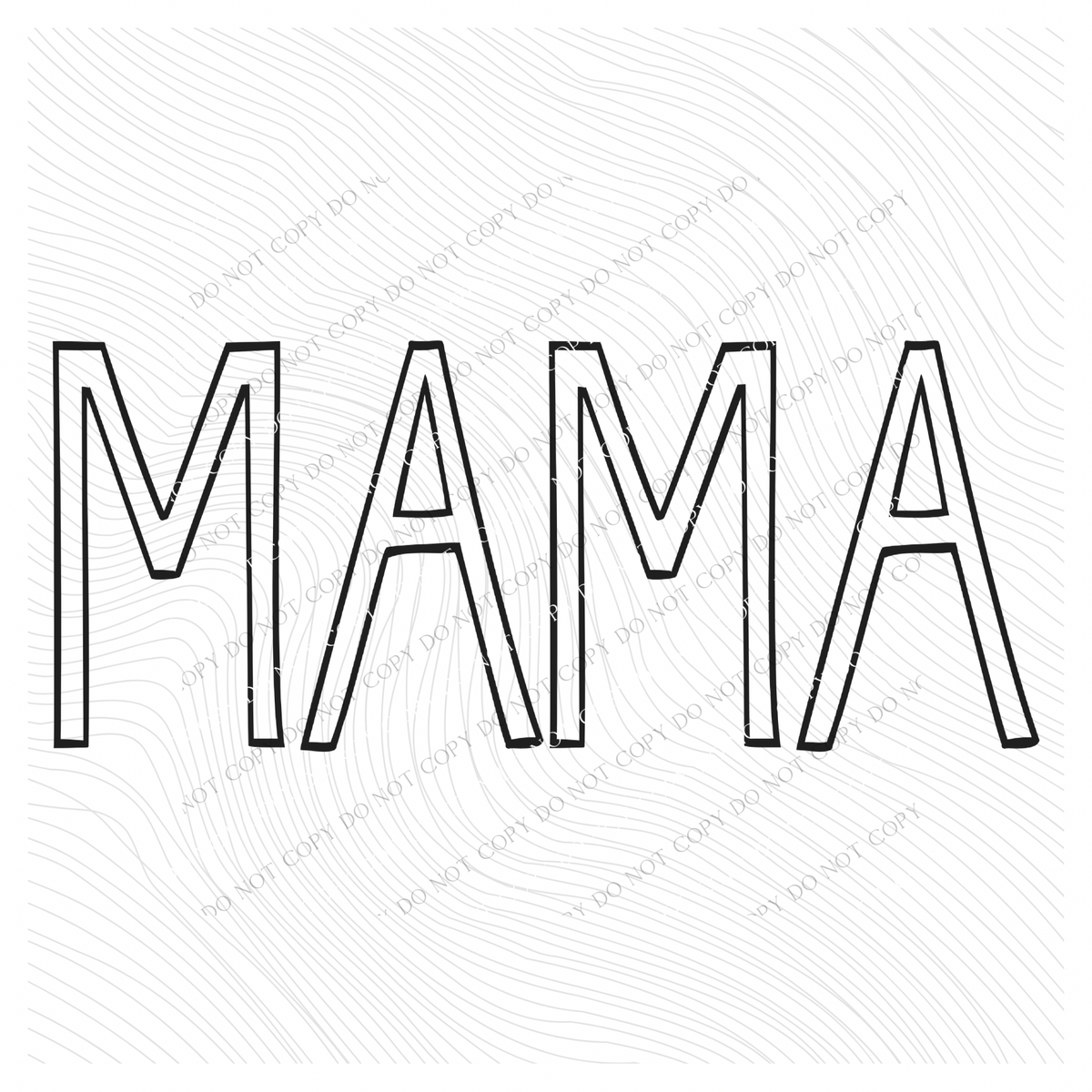 Mama Simple Outline in Black Digital Design, PNG