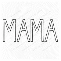 Mama Simple Outline in Black Digital Design, PNG