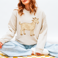Goat Vintage Floral Faux Patch Digital Design, PNG