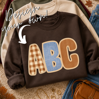 Denim & Gingham Stitched Alphabet Set | PNG Alphabet Letters Only