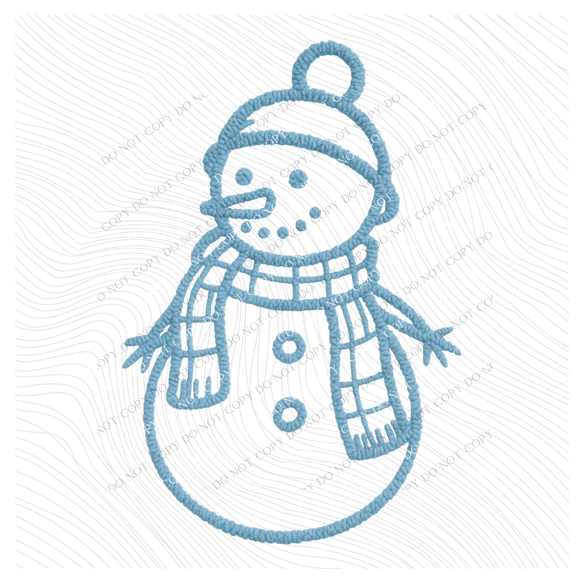 Snowman Blue Chenille Style Outline Digital Download, PNG