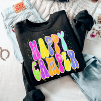 Happy Camper Neon Chalky Splatter Digital Design, PNG