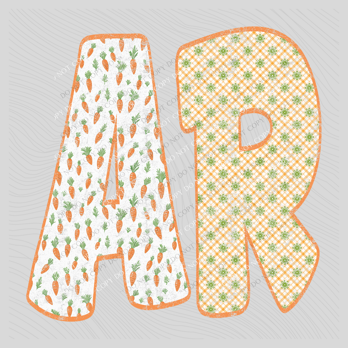 AR Arkansas Spring Carrots & Plaid Distressed Digital Design, PNG