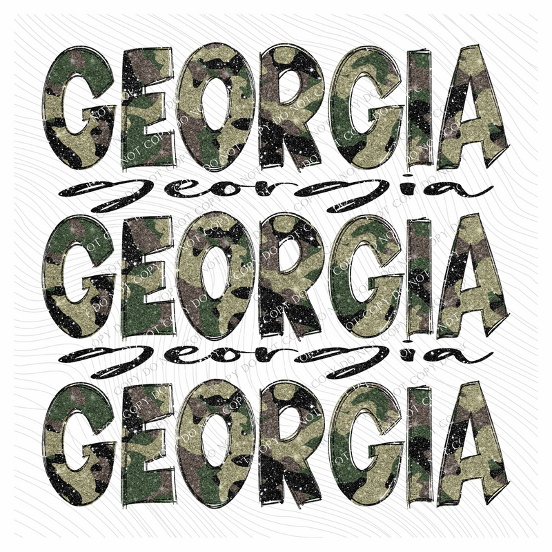 Georgia Camo Glitter Stacked with Glitter Script Digital Design, PNG