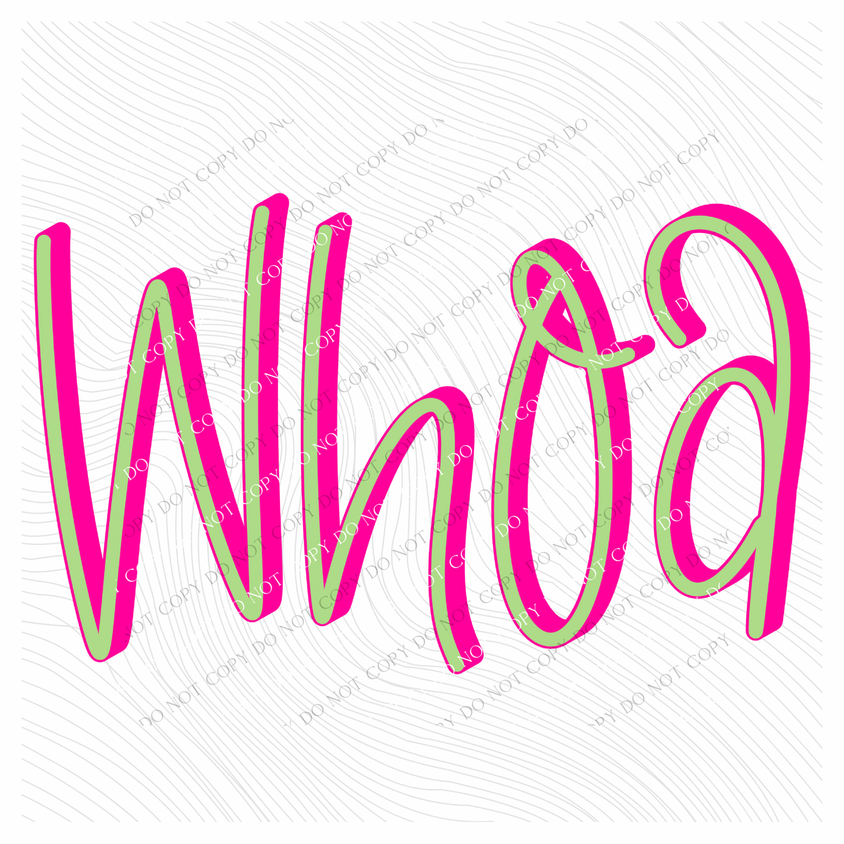 Whoa 3D Sassy Script Bright Pink & Green Digital Design, PNG