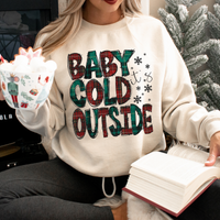 Baby it’s Cold Outside Glitter & Red & Green Plaid Digital Download, PNG