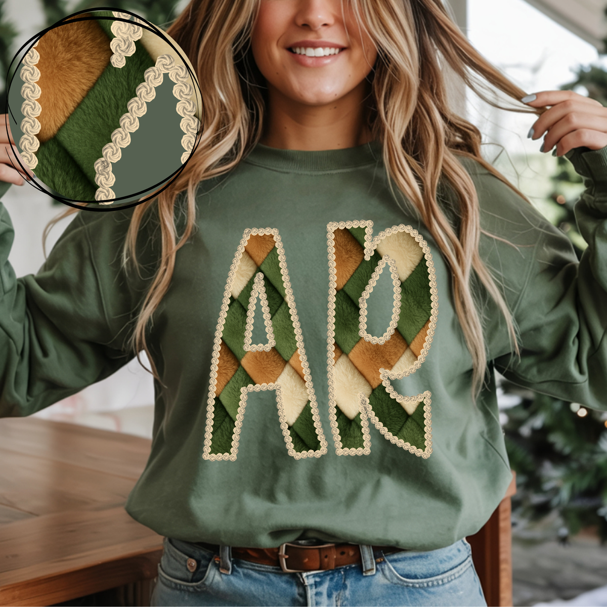 AR Arkansas Stitched Argyle Fur Digital Download, PNG