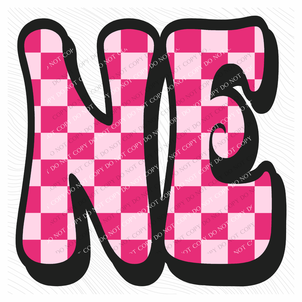 NE Nebraska Retro Checkers in Pinks Digital Design, PNG