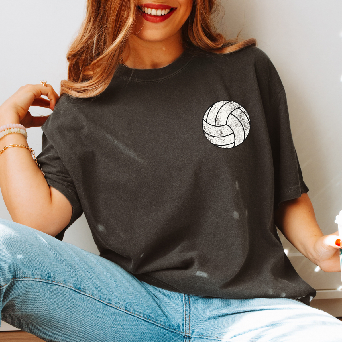 Volleyball Varsity Distressed Bundle Word & Ball Included in White Digital Design, PNG